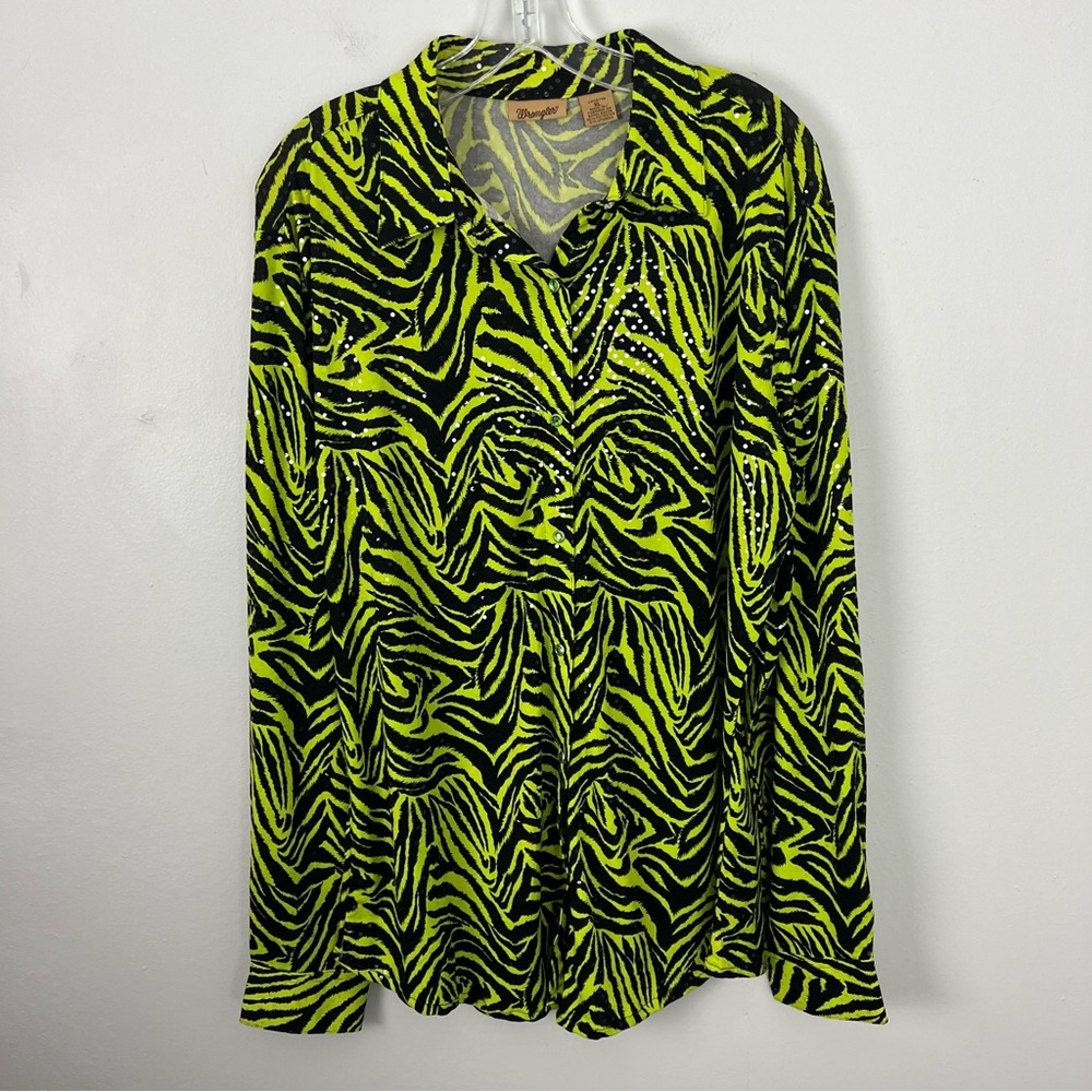 Wrangler Pearl Snap Zebra Print Bling Top